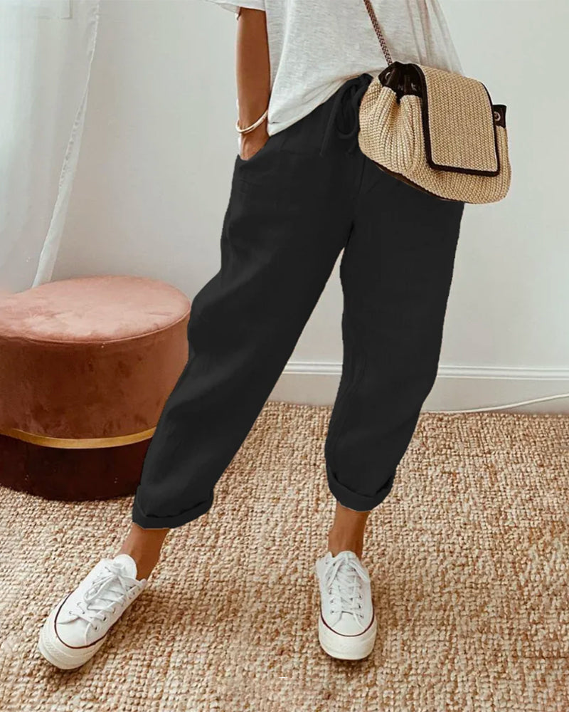Pantalon fluide à taille élastique avec poches – Décontracté, confortable & polyvalent