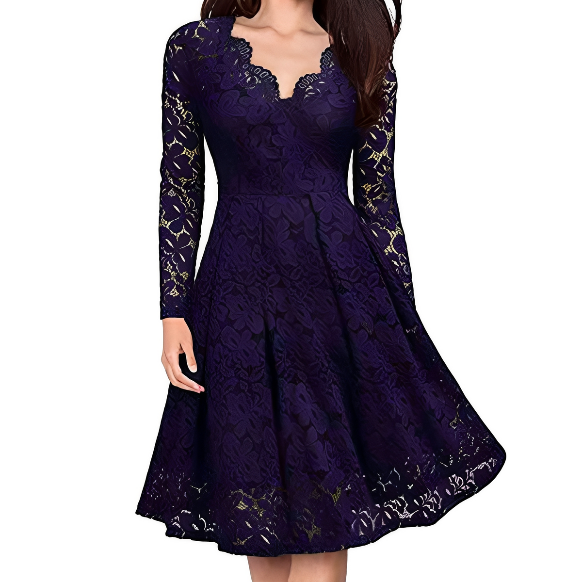 Robe Élégante Femme à Col V – Style Raffiné pour Occasions Spéciales