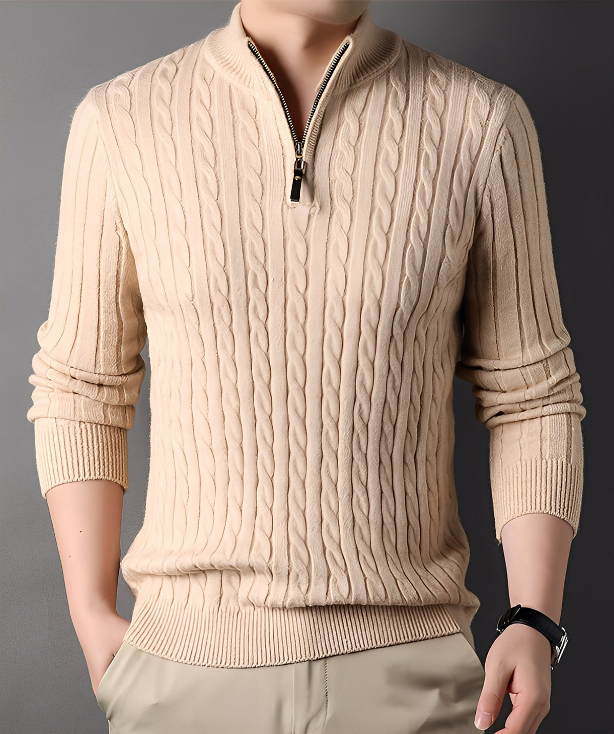 Pull Homme en Maille Zippé | Élégance Moderne & Confort Quotidien