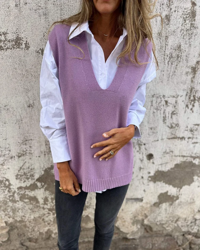 Esméralda | Gilet Femme Col V en Maille Chic