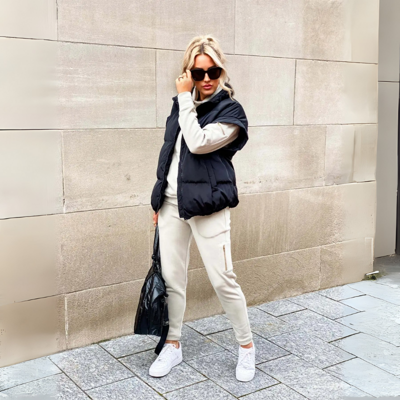 Margaux | Veste Courte Femme Matelassée à Col Montant et Fermeture Zippée