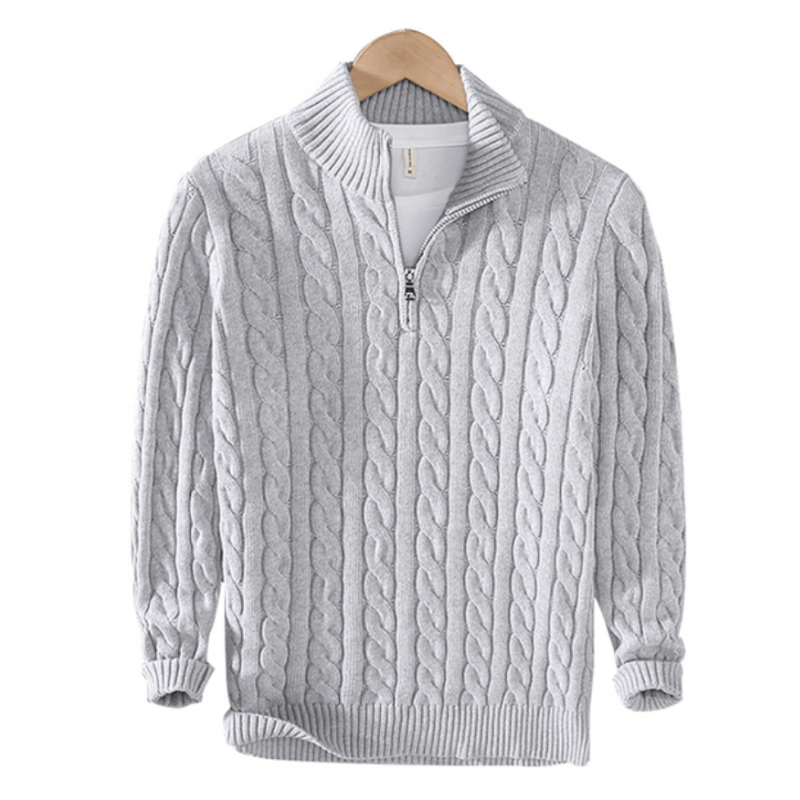 Dante | Pull Homme Zippé en Maille Torsadée Style Classique