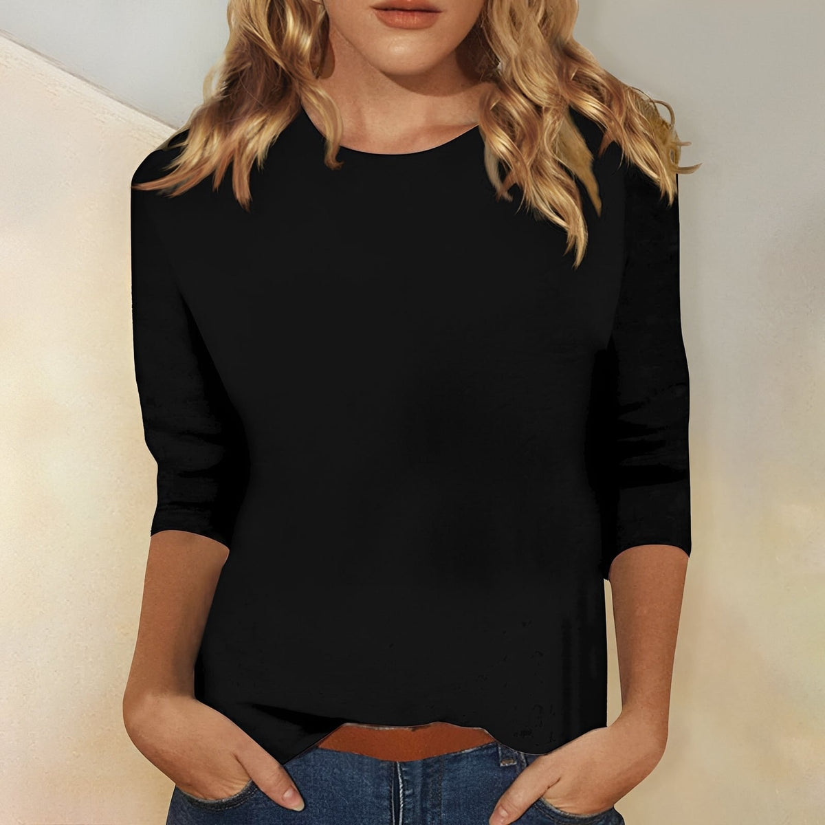 T-Shirt Femme Manches 3/4 – Style Décontracté pour le Quotidien