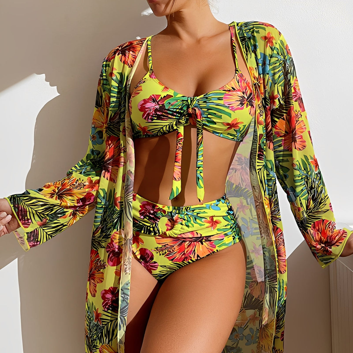 Ensemble Maillot de Bain Femme Élégant avec Jupe Fleurie et Coupe Flatteuse