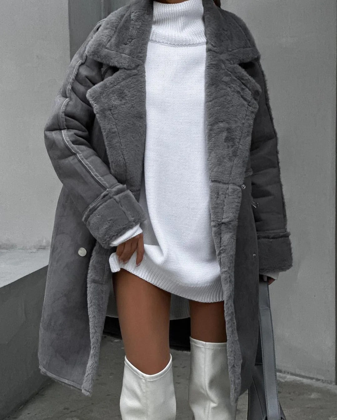 Élaria | Manteau Femme Long Doublé Polaire Épais et Chic