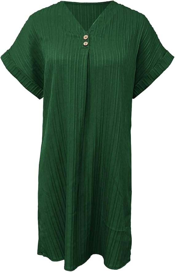 Robe d’été fluide à col V – Simplicité, confort & élégance naturelle