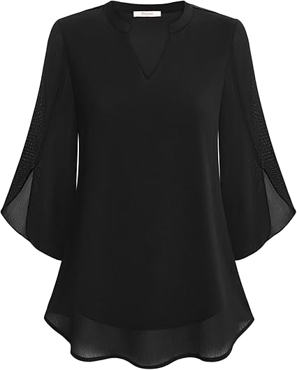 Blouse fluide à encolure en V – Légère, élégante & polyvalente