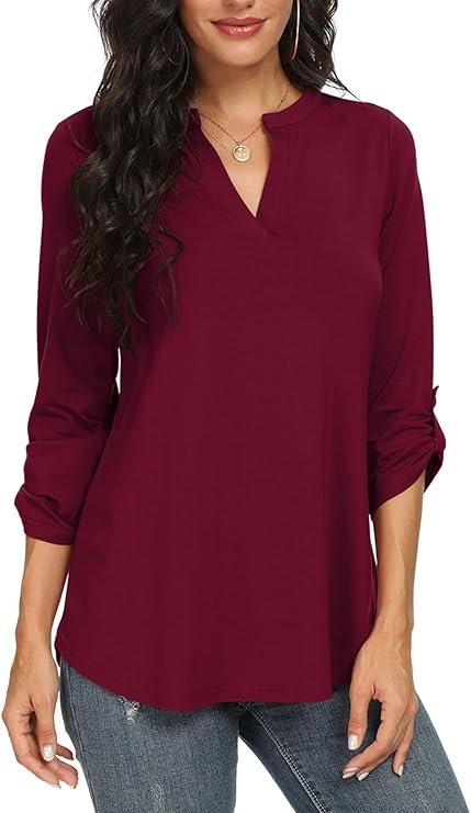 Blouse fluide à encolure en V – Légère, élégante & polyvalente