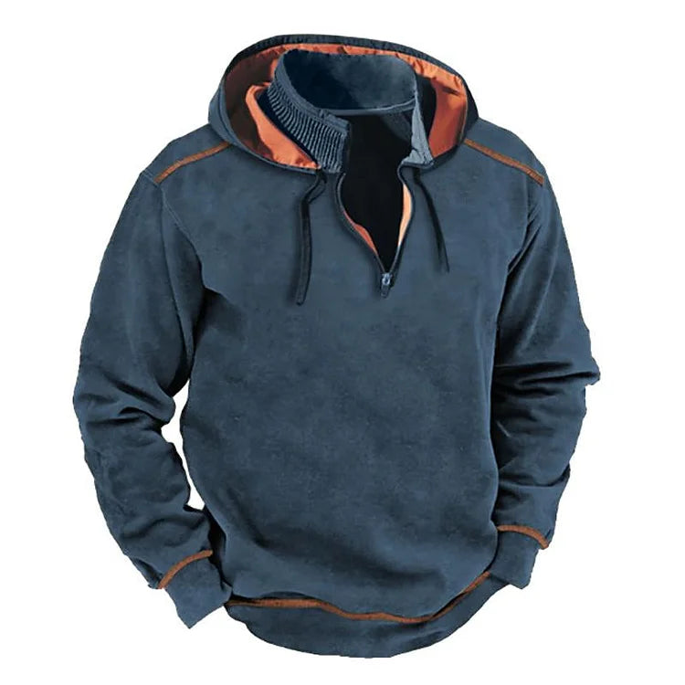 Paul | Sweat à Capuche Homme Relax Fit avec Demi-Zip et Détails Contrastes