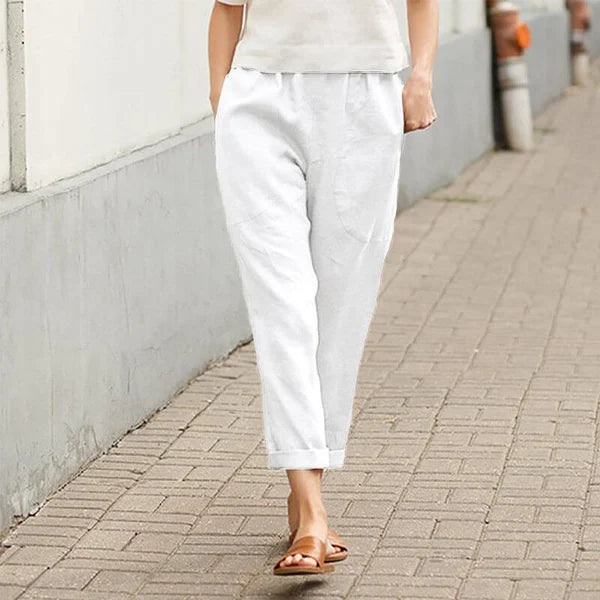 Pantalon Large en Lin et Coton – Élégance Décontractée & Confort Léger