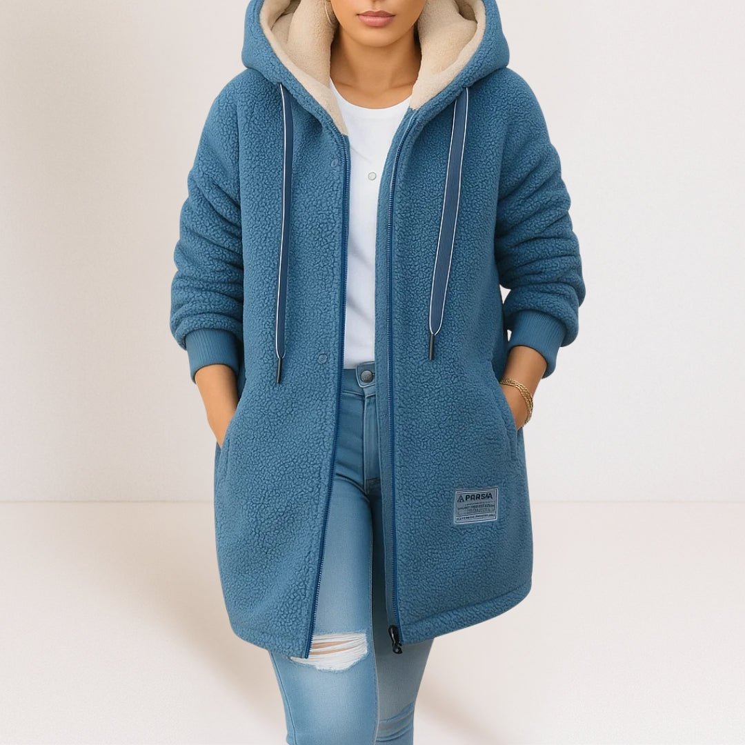 Veste Fleece Douce avec Capuche et Intérieur Chaud pour Automne et Hiver