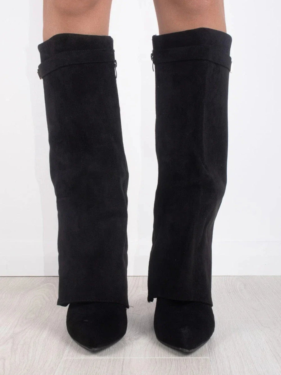 Bottes Hautes Femme à Large Revers et Talon Bloc | Élégance et Confort au Quotidien