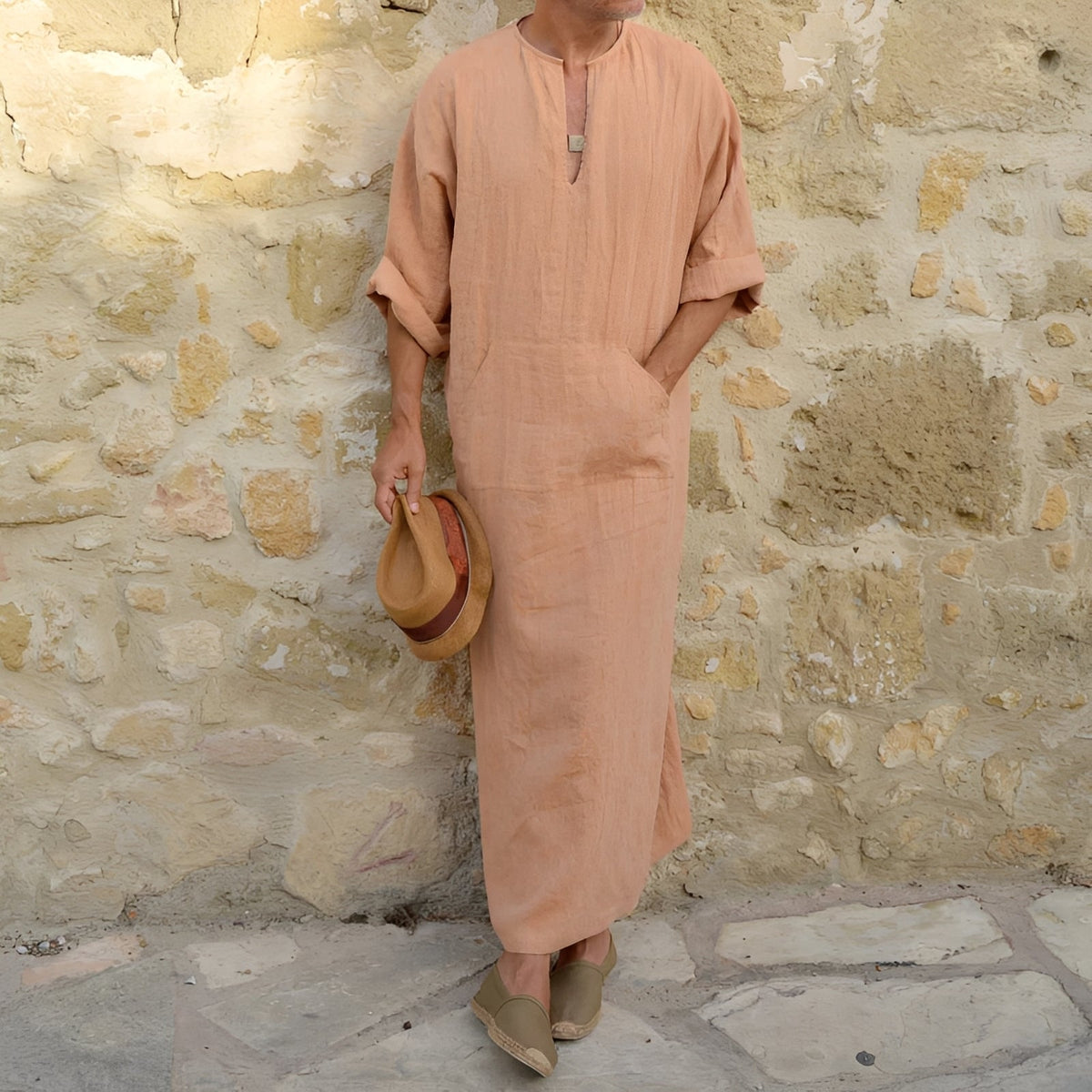 Robe Chemise Homme Longue et Minimaliste avec Fente Latérale Moderne