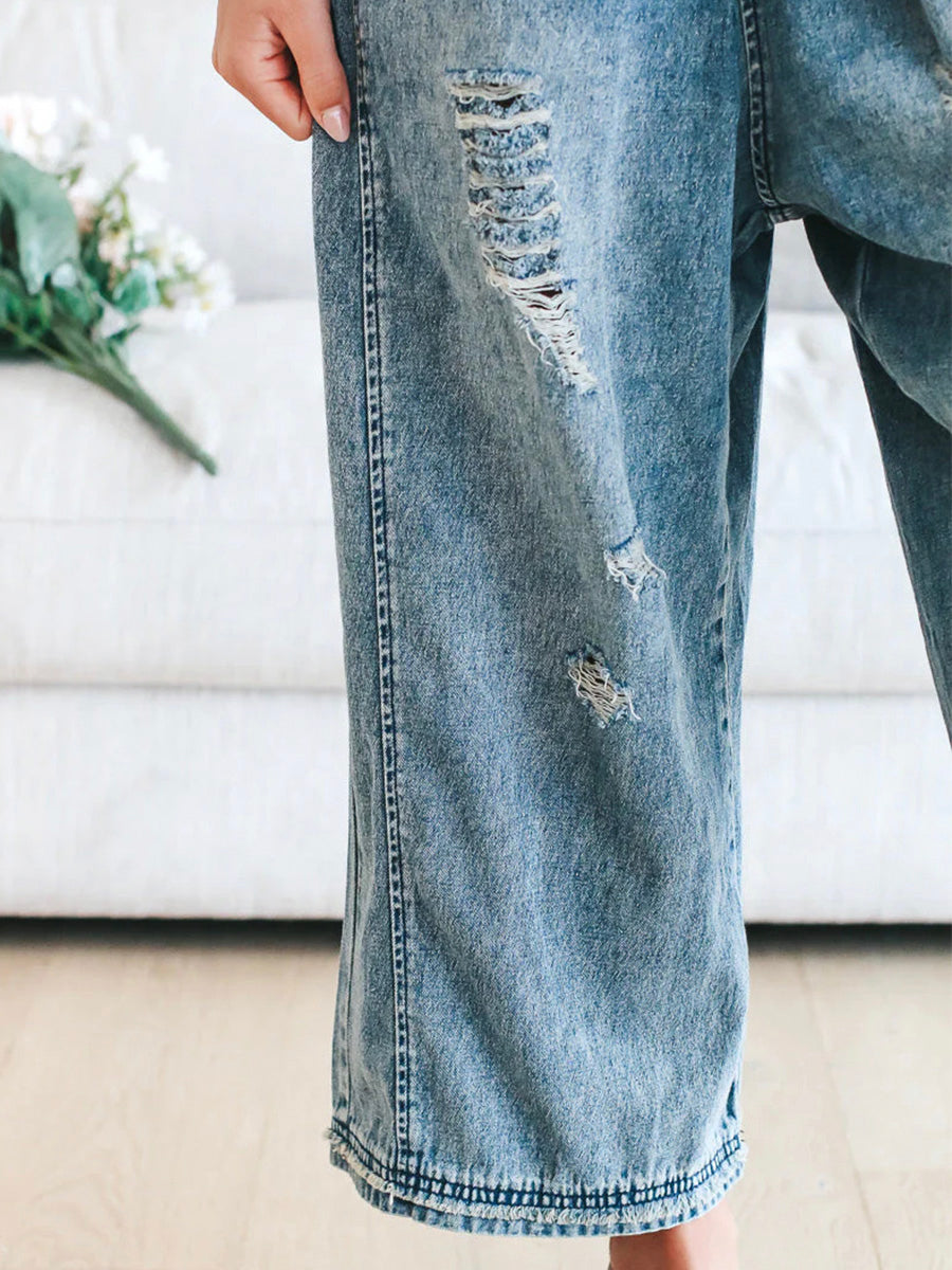 Carmelle | Combinaison femme en denim à encolure carrée et style décontracté