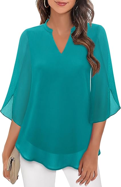 Blouse fluide à encolure en V – Légère, élégante & polyvalente