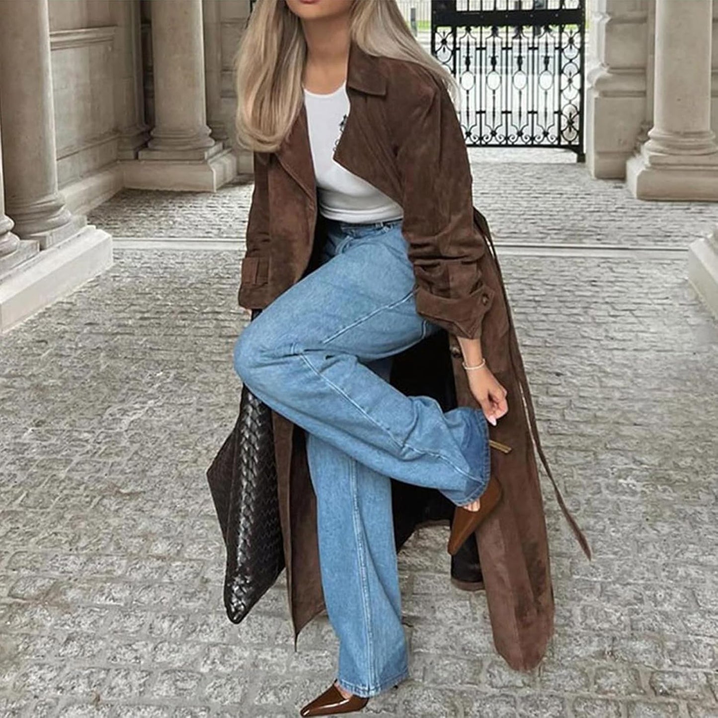 Trench Coat Femme Long avec Ceinture | Coupe Classique & Élégante