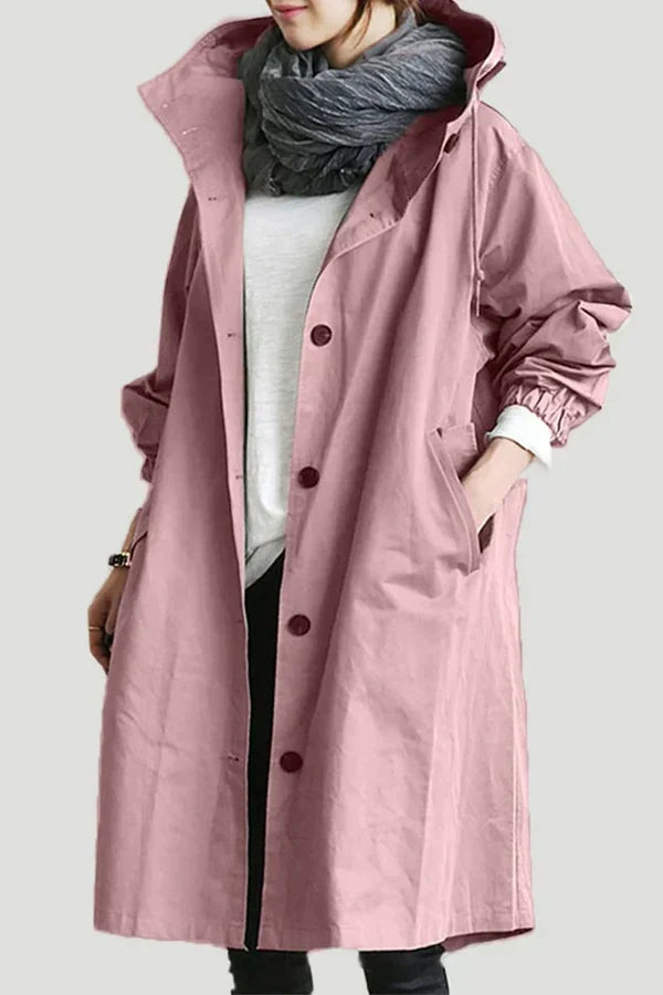 Sabine | Manteau Imperméable Femme à Capuche avec Cordon et Poches Latérales