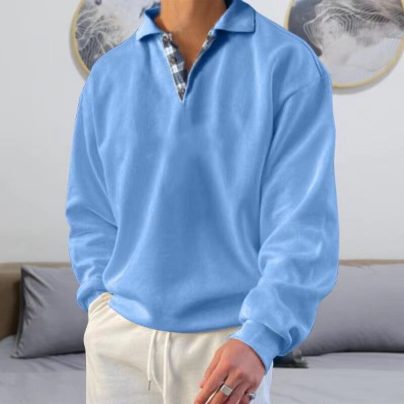 Bertrand | Sweatshirt Homme Uni à Col Revers Boutonné Coupe Ample Décontractée