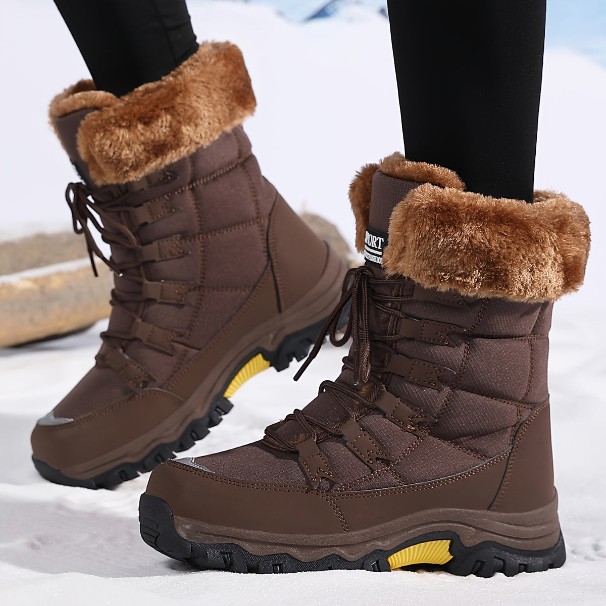 Warm Winter Boots Femme | Bottes d’Hiver en Cuir Marron, Imperméables et Isolantes