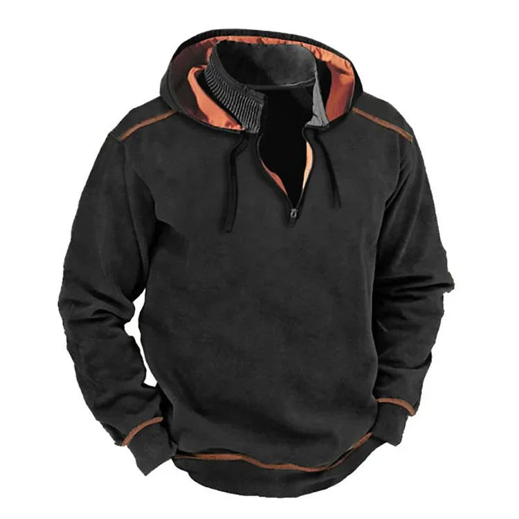 Paul | Sweat à Capuche Homme Relax Fit avec Demi-Zip et Détails Contrastes