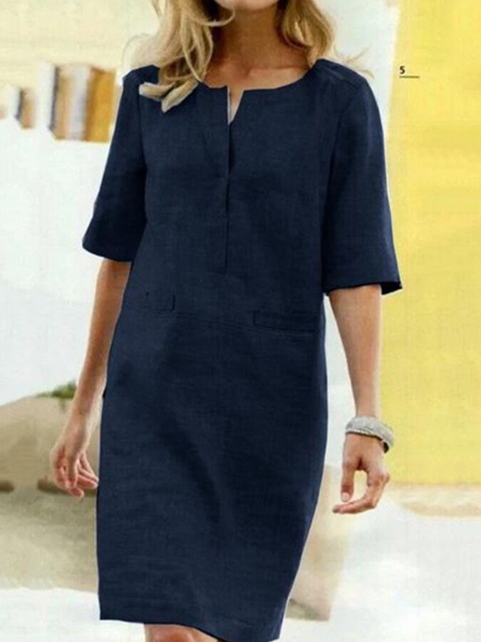 Robe Décontractée en Coton et Lin – Élégance Légère au Quotidien