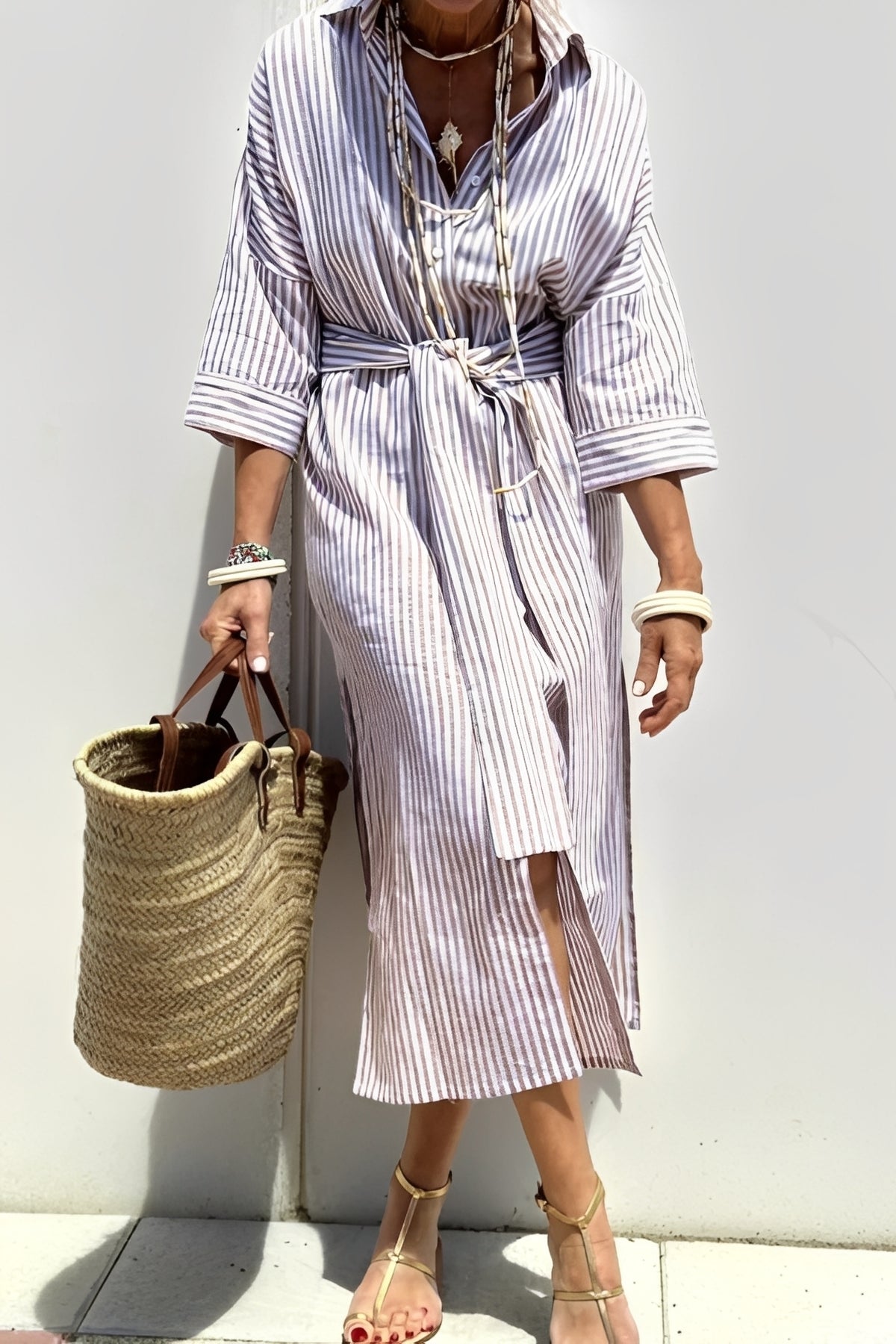 Robe Chemise Rayée Femme – Style Classique et Confort Quotidien