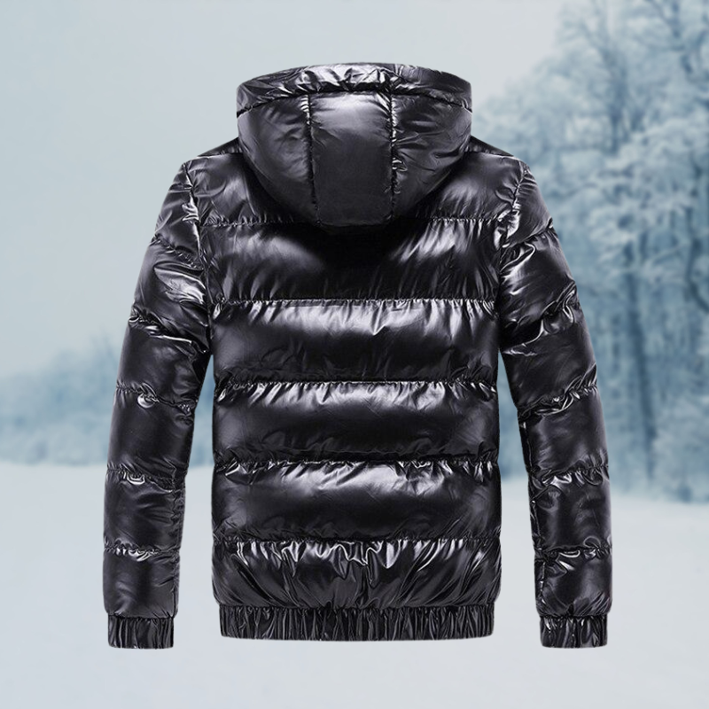 Quentin | Veste Homme Hiver Imperméable Matelassée avec Capuche Brillante
