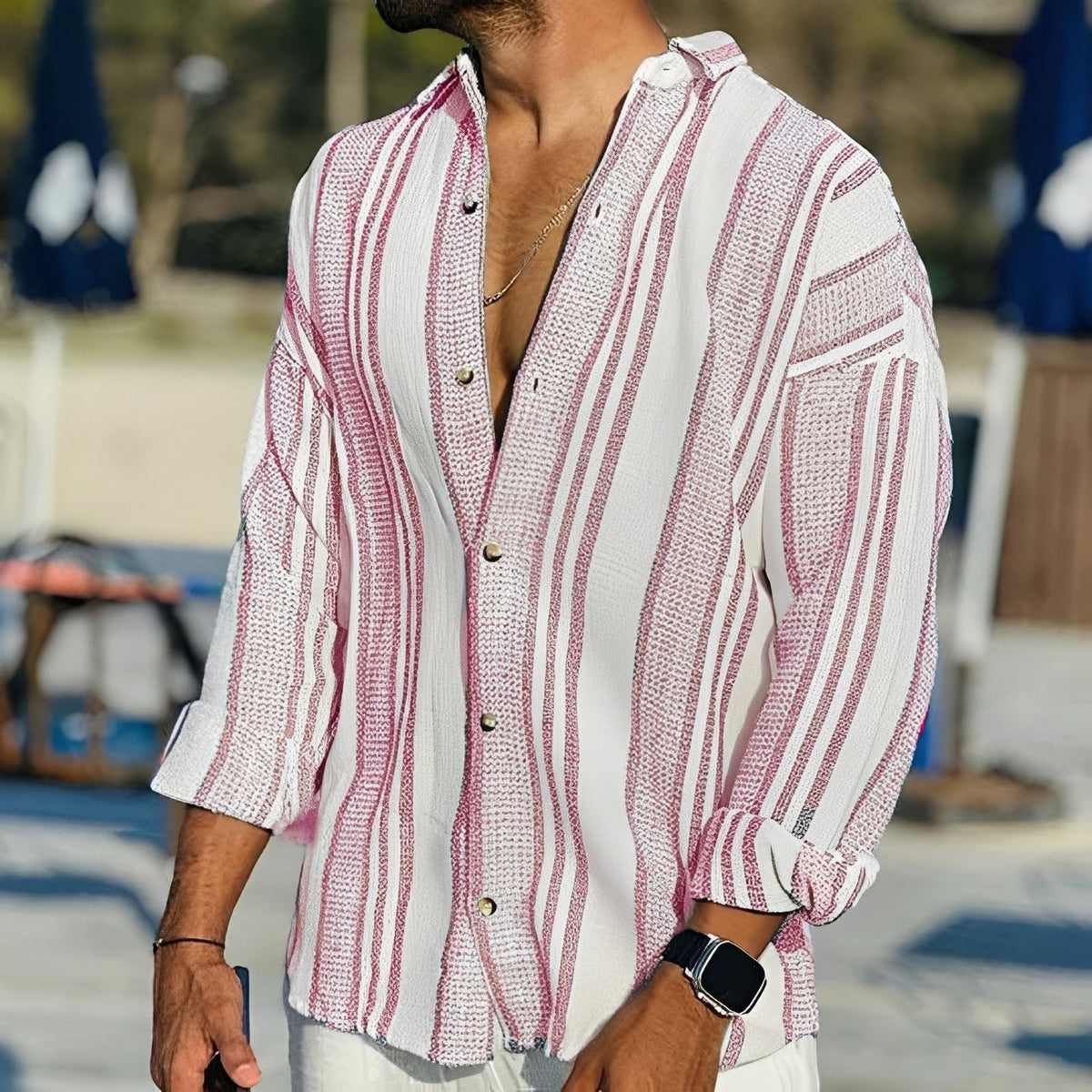 Chemise Homme Rayée Décontractée – Style Classique et Confort Léger
