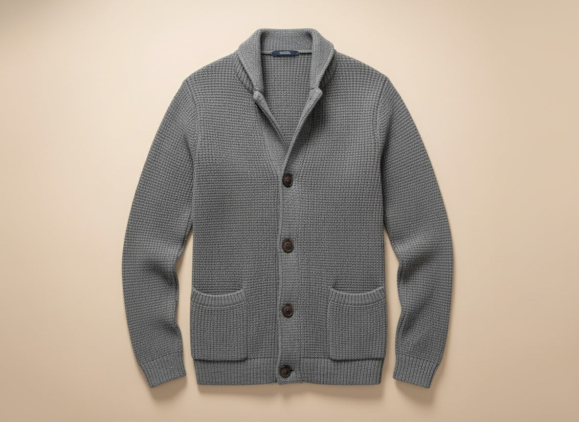 Cardigan Homme Hiver | Tricot Élégant avec Col Châle