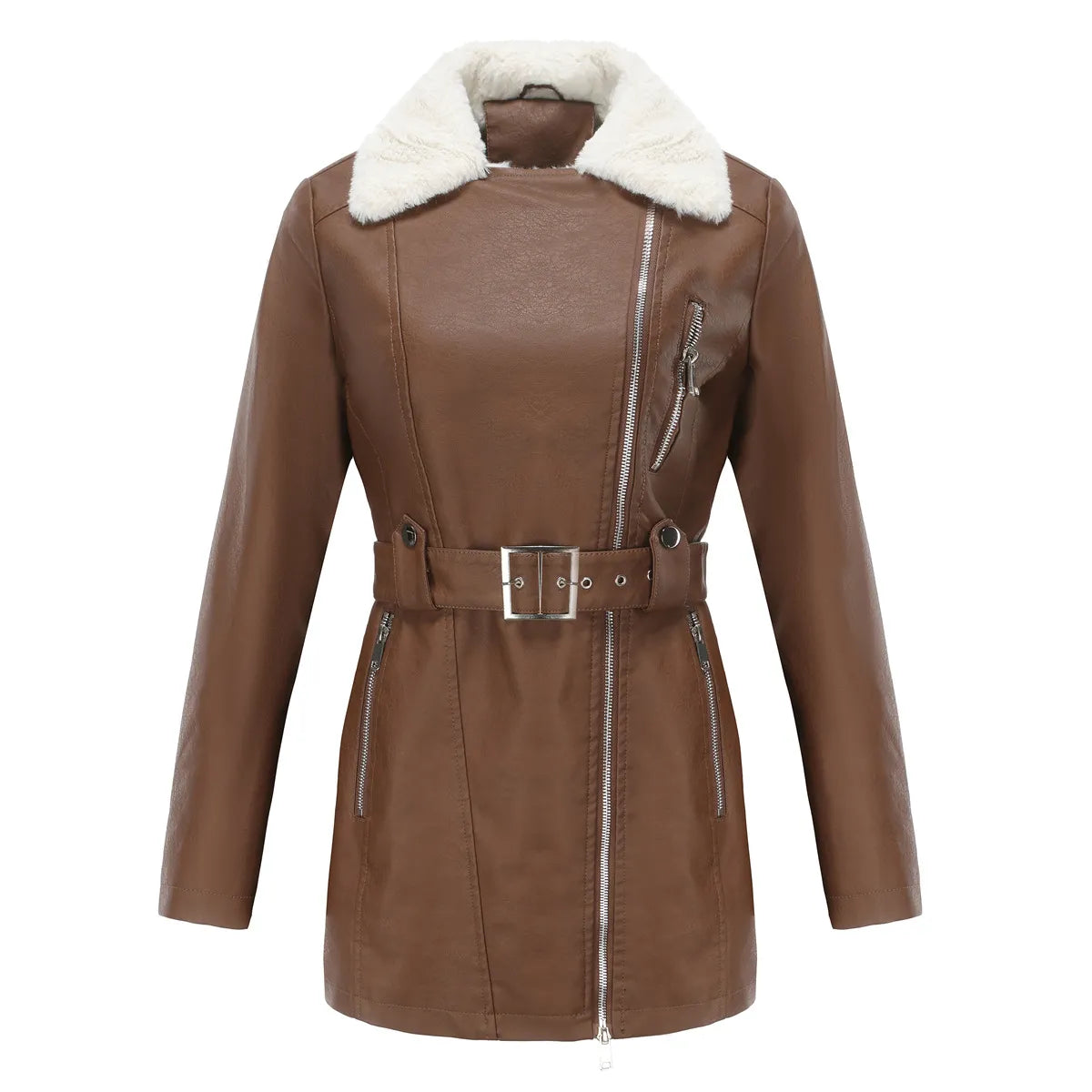 Veste Hiver Femme en Mouton Synthétique | Style Biker et Confort Absolu