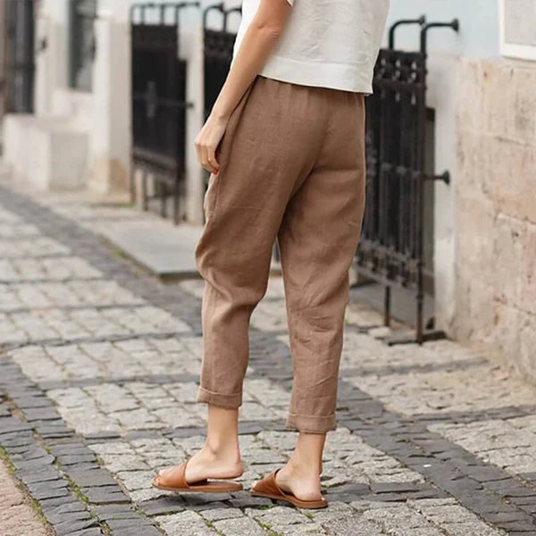 Pantalon Large en Lin et Coton – Élégance Décontractée & Confort Léger