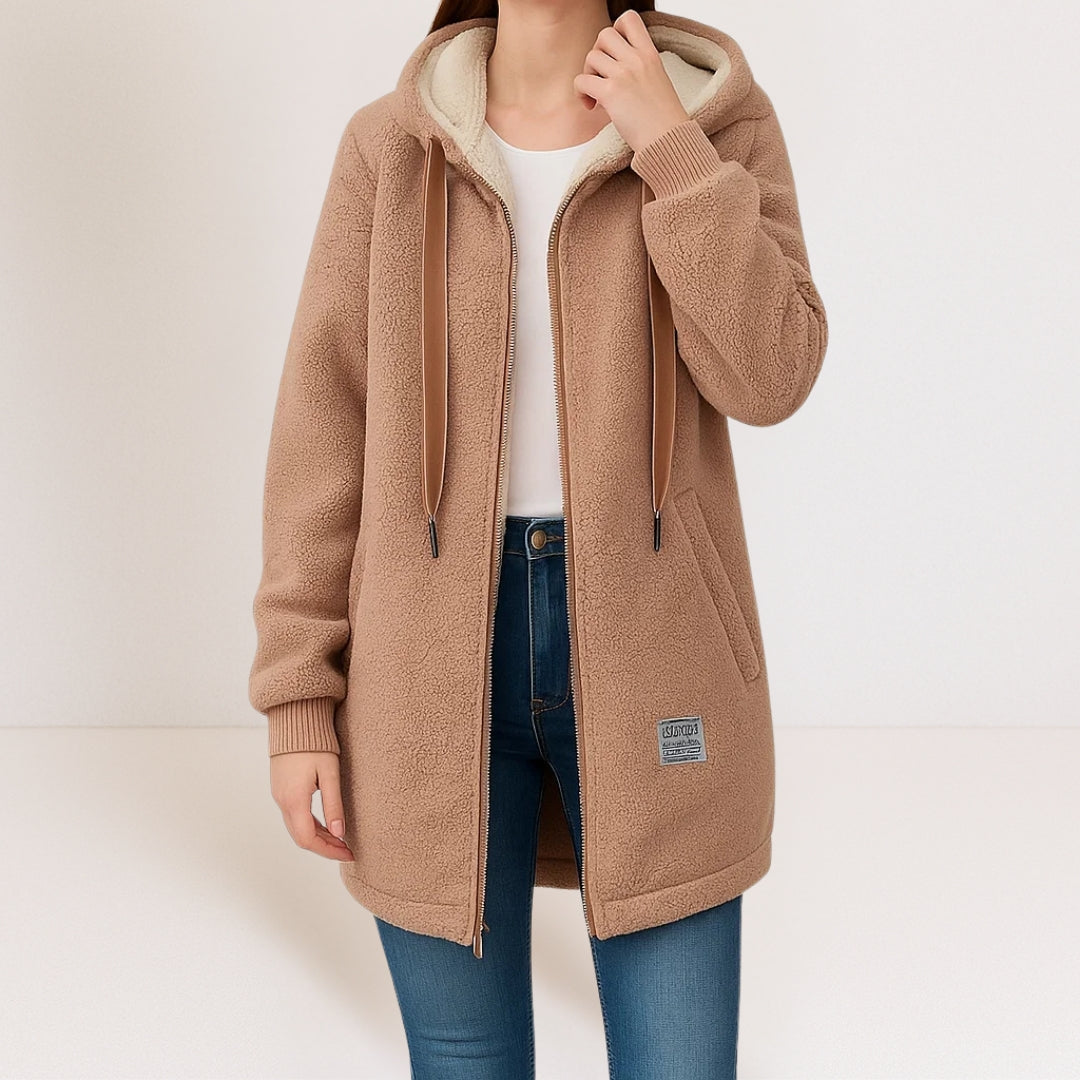 Veste Fleece Douce avec Capuche et Intérieur Chaud pour Automne et Hiver