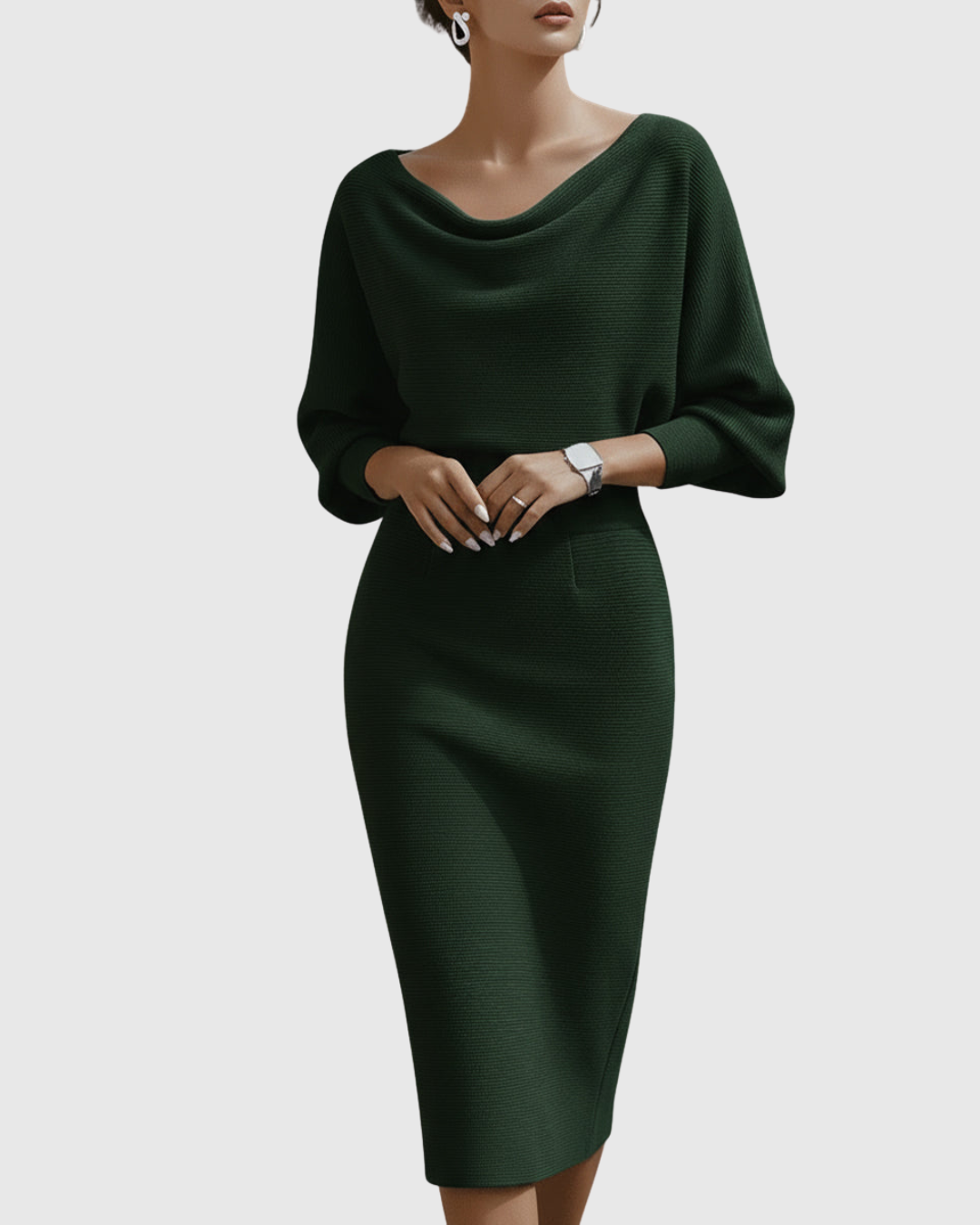 Robe Midi Femme Élégante Drapée et Silhouette Fluide