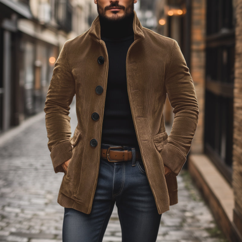 Veste Homme en Velours à Col Montant | Élégance et Style Masculin