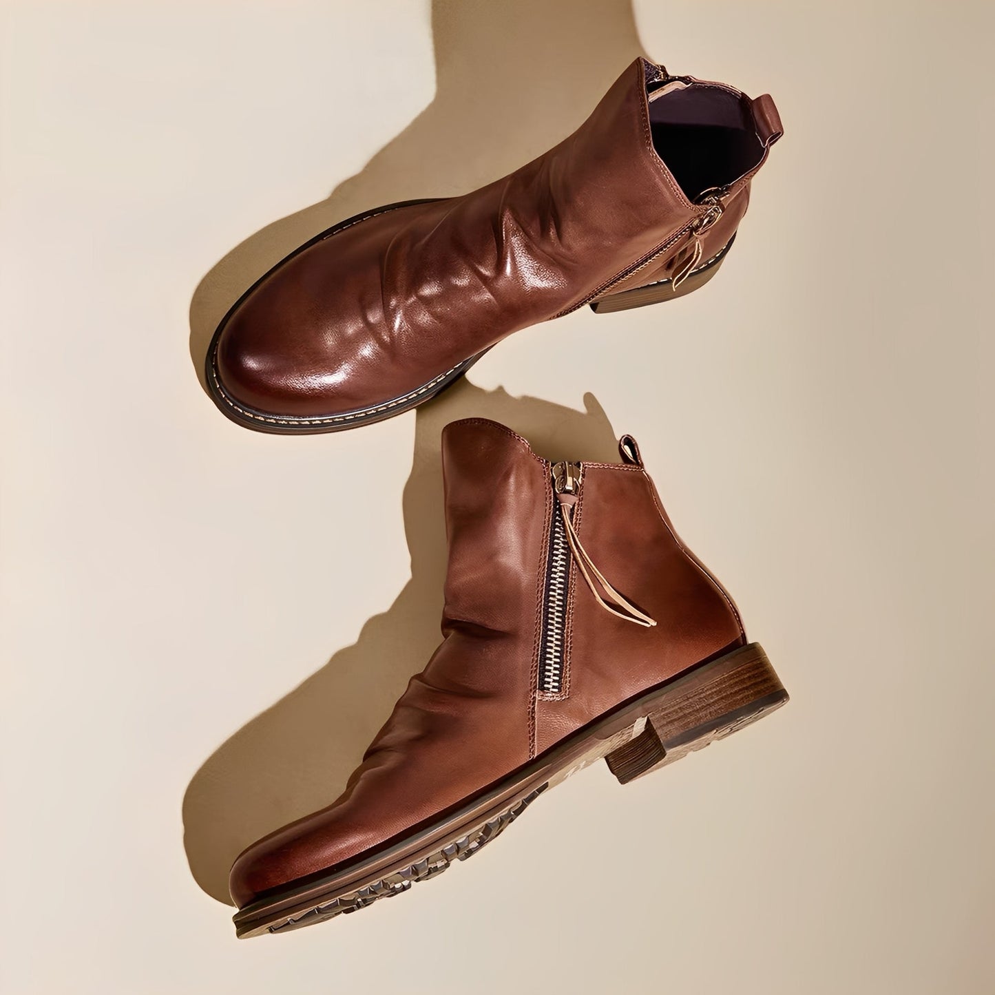Bottes Homme Classiques en Cuir à Fermeture Éclair | Élégance et Confort Quotidien