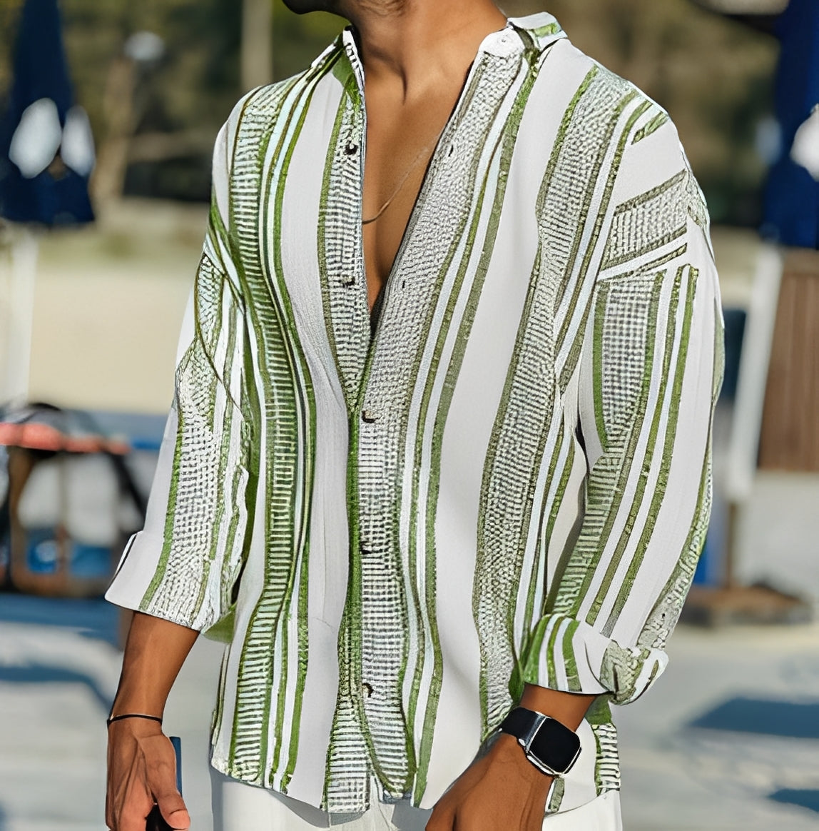Chemise Homme Rayée Décontractée – Style Classique et Confort Léger