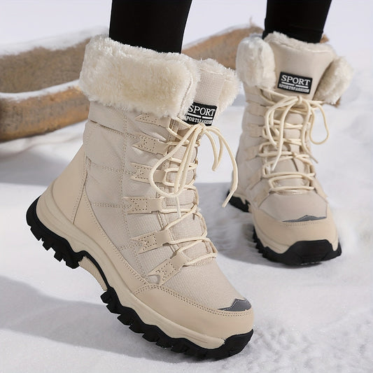 Warm Winter Boots Femme | Bottes d’Hiver en Cuir Marron, Imperméables et Isolantes