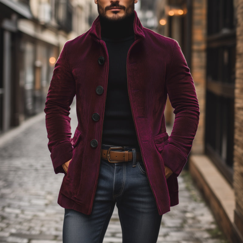 Veste Homme en Velours à Col Montant | Élégance et Style Masculin
