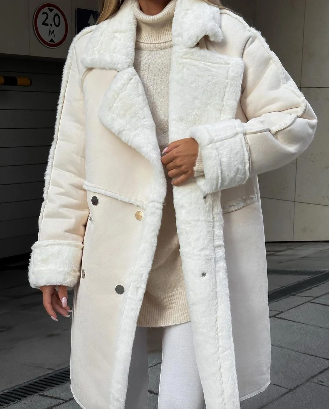 Élaria | Manteau Femme Long Doublé Polaire Épais et Chic