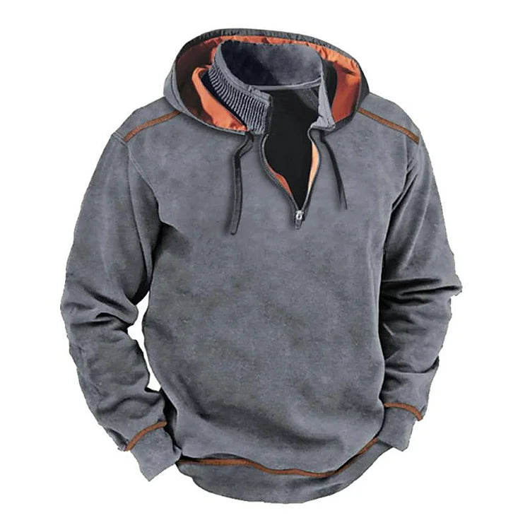 Paul | Sweat à Capuche Homme Relax Fit avec Demi-Zip et Détails Contrastes