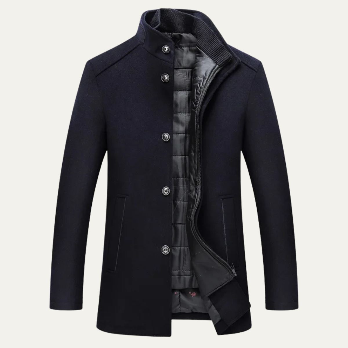 Manteau Boutonné Homme | Laine Mélangée, Doublure Chaude et Élégance Moderne