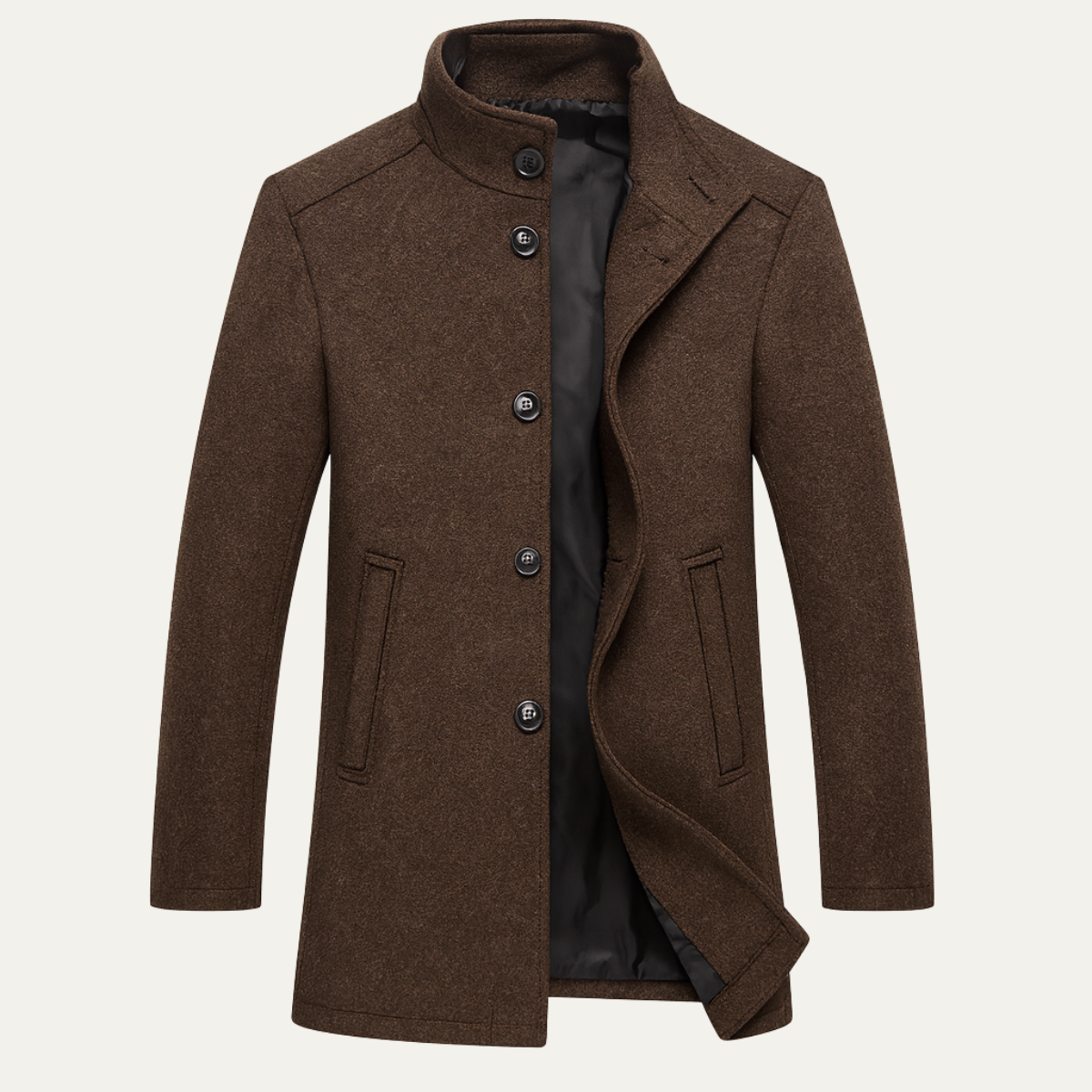 Manteau Boutonné Homme | Laine Mélangée, Doublure Chaude et Élégance Moderne