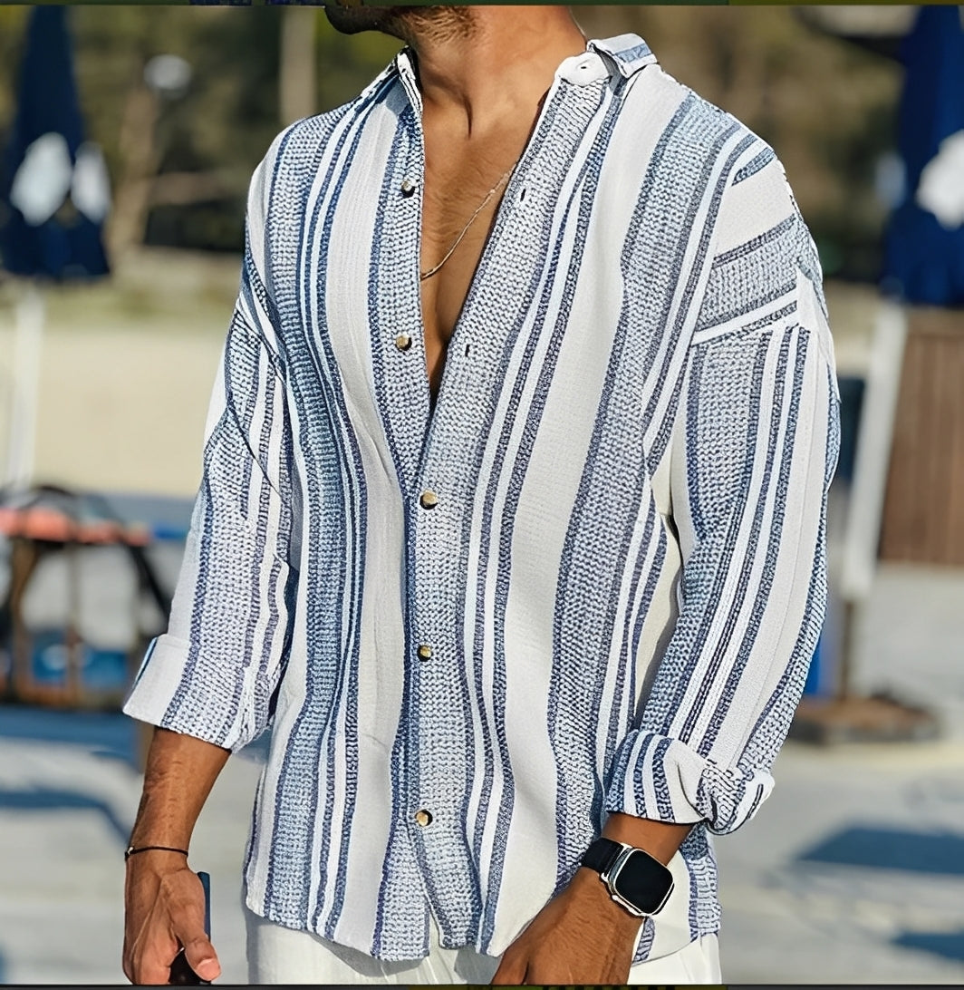 Chemise Homme Rayée Décontractée – Style Classique et Confort Léger