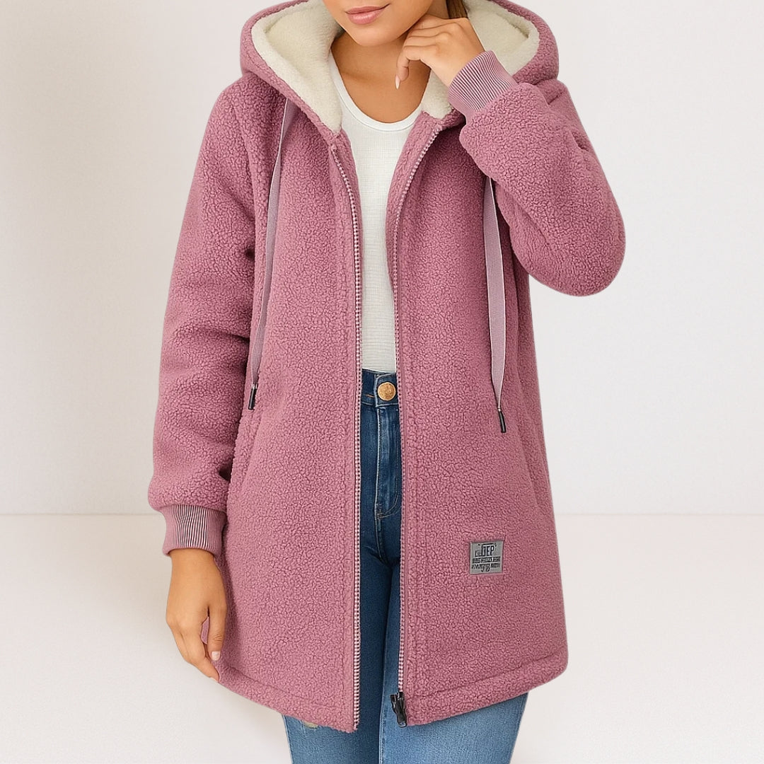 Veste Fleece Douce avec Capuche et Intérieur Chaud pour Automne et Hiver