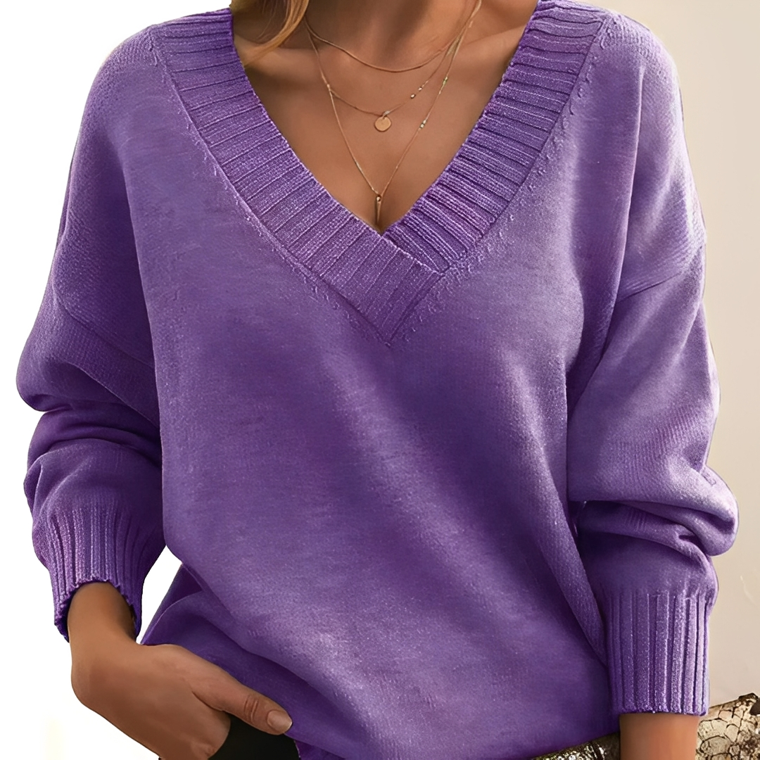Pull à col en V chaud et confortable pour femme – Doux, Élégant & Polyvalent