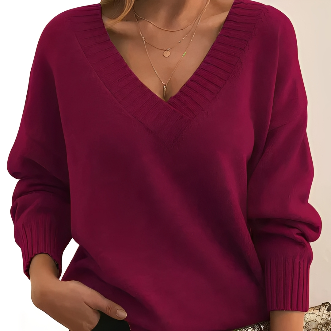 Pull à col en V chaud et confortable pour femme – Doux, Élégant & Polyvalent