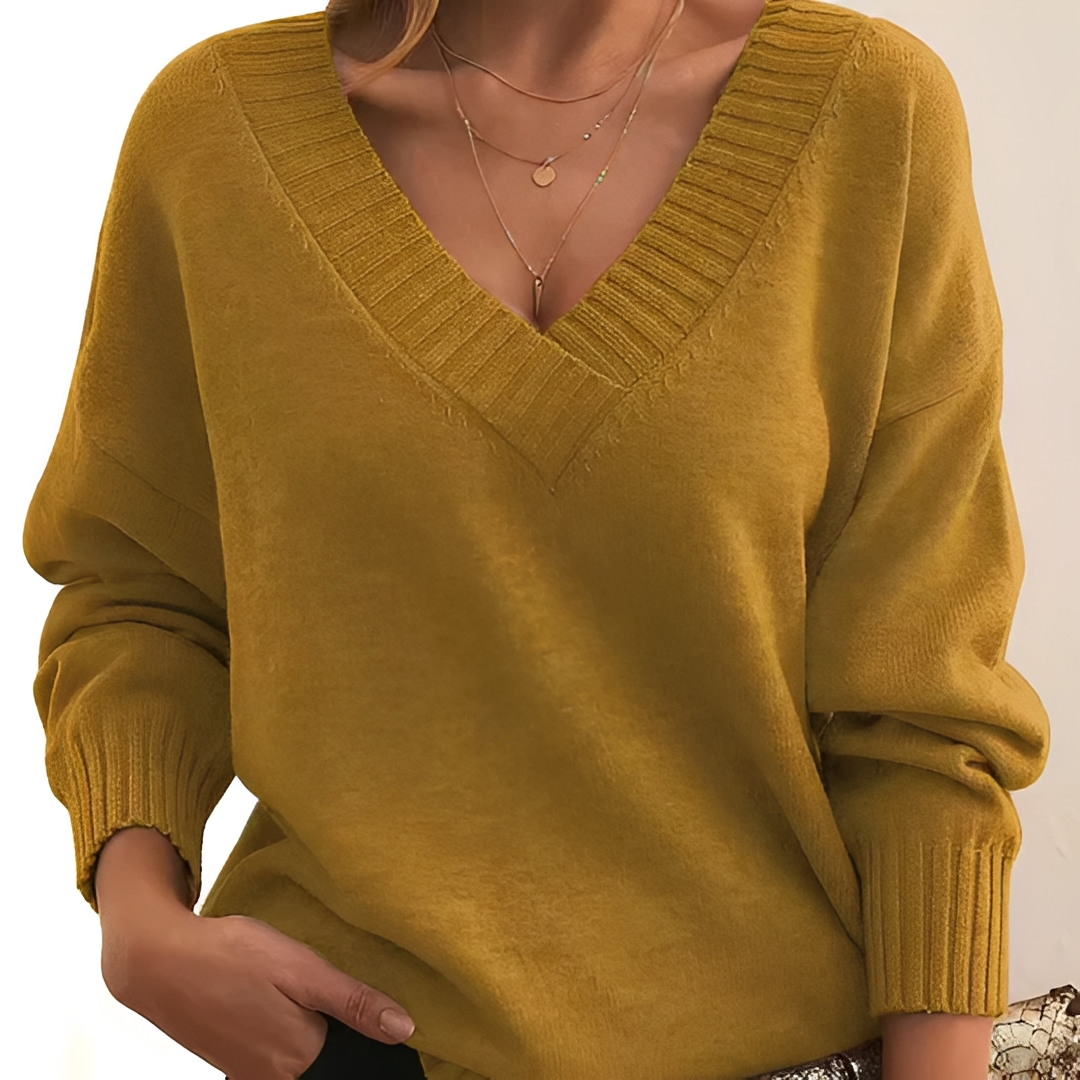 Pull à col en V chaud et confortable pour femme – Doux, Élégant & Polyvalent