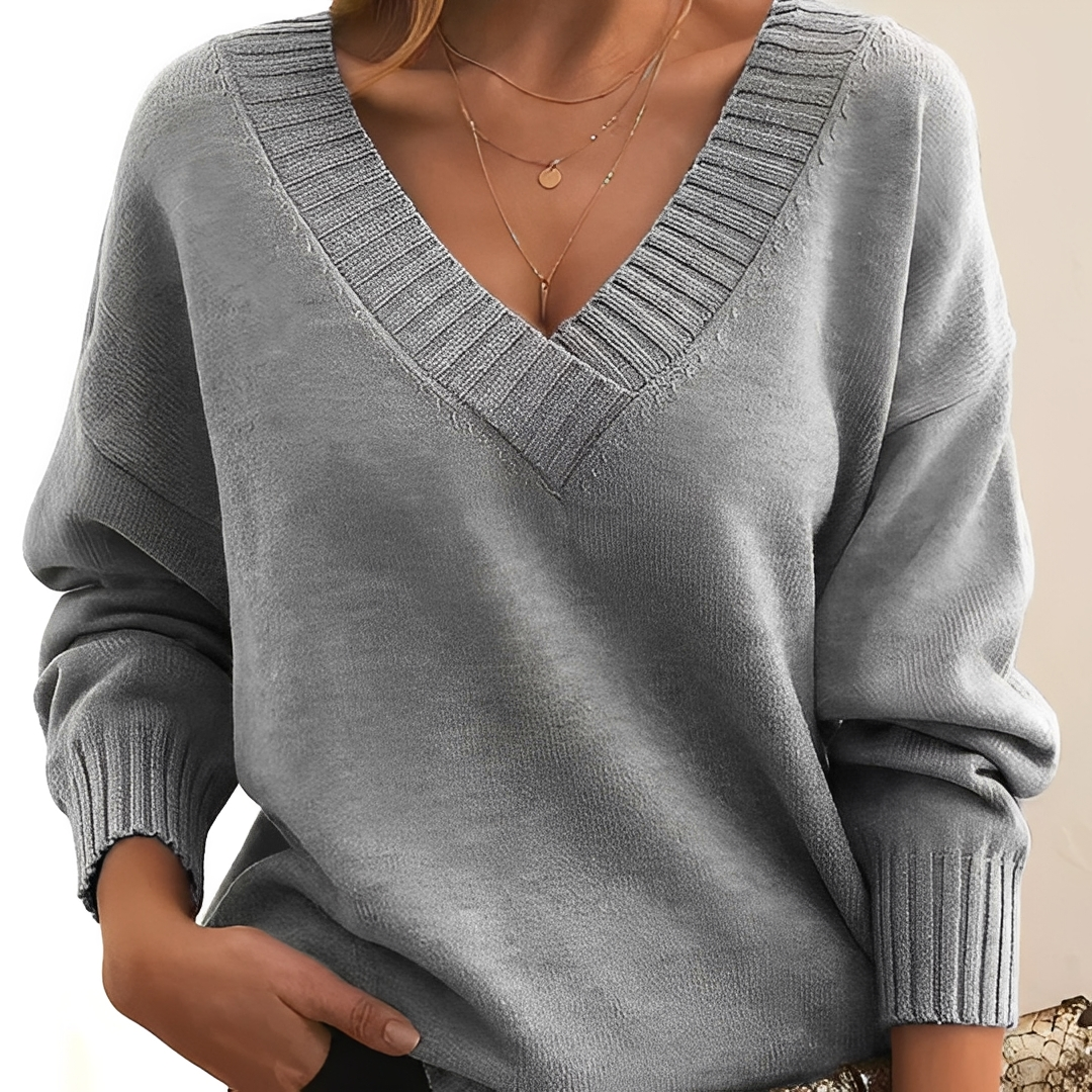 Pull à col en V chaud et confortable pour femme – Doux, Élégant & Polyvalent