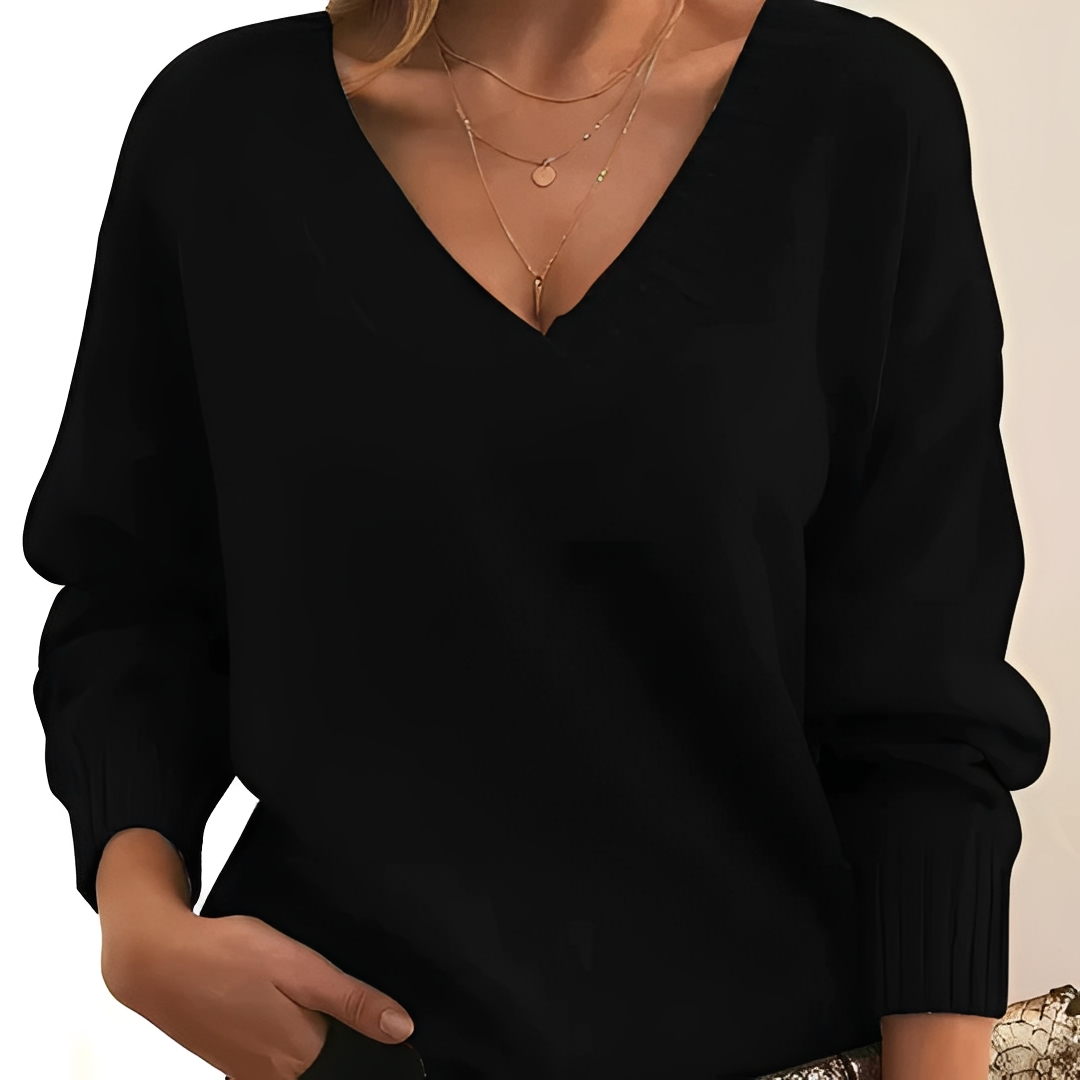 Pull à col en V chaud et confortable pour femme – Doux, Élégant & Polyvalent