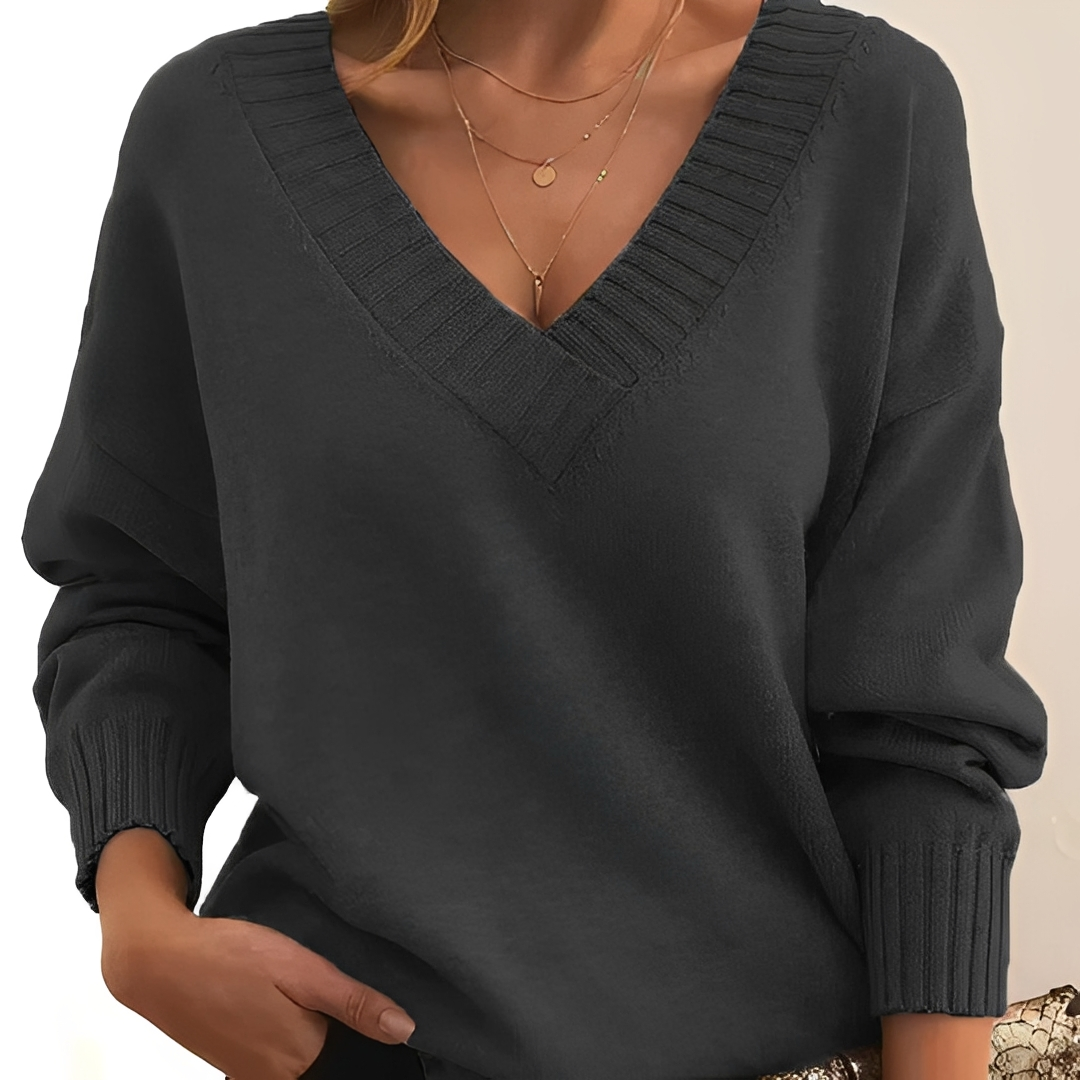 Pull à col en V chaud et confortable pour femme – Doux, Élégant & Polyvalent